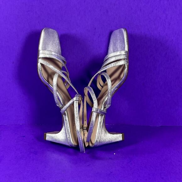 27 EDIT Naturalizer Sliver Metallic Iryna Strappy Heeled Sandal Shoe Size 8-NEW‎ - Picture 8 of 10